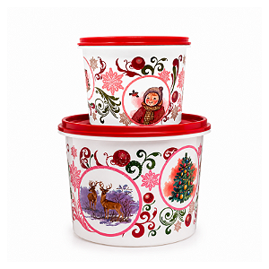 Tupperware Kit Caixa Natal 1,7 Litros + Redondinha 500ml