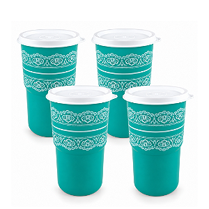 Tupperware Kit Copo Colors 350ml Redas 4 Peças
