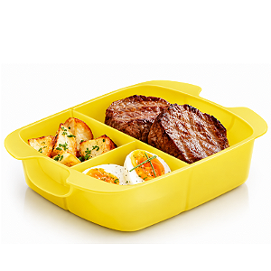 Tupperware Bandeja para Cristalwave Retangular Geração II 650ml Amarelo
