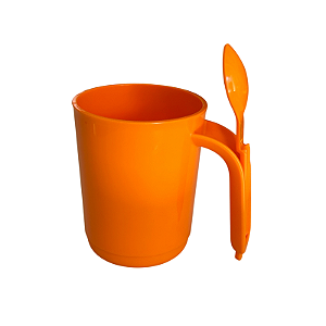 Tupperware Caneca Ilúmina Com Colher 350ml Laranja