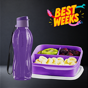 Tupperware Kit Basic Line 550ml Com Divisórias + Eco Garrafa 500ml Uva