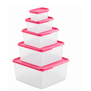 Tupperware® Kit Basic Line 5 Pecas Tampa Rosa
