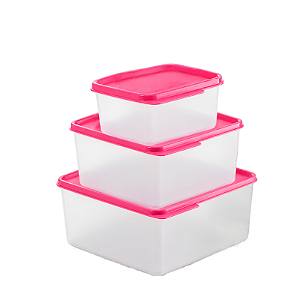Tupperware® Kit Basic Line 3 Pecas Tampa Rosa