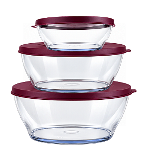 Tupperware Kit Tigelas Clear Policarbonato 3 Pecas Tampa Marsala
