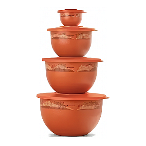 Tupperware Kit 4 Tigelas Murano Cactos e Suculentas 4,3L + 2,5L + 1,3L + 200ml