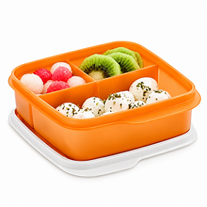 Tupperware Basic Line 550ml Com Divisórias Laranja