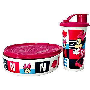 Tupperware Copo e Prato Minnie Rosa