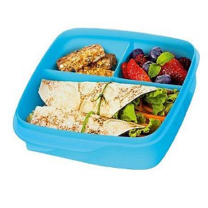 Tupperware Basic Line 550ml Com Divisórias Azul