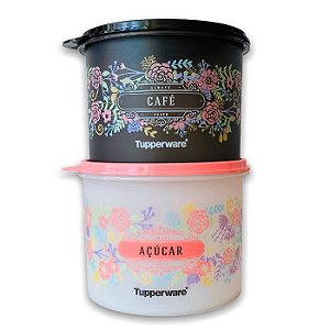 Tupperware Caixa Café e Açúcar Flores 2 Pecas