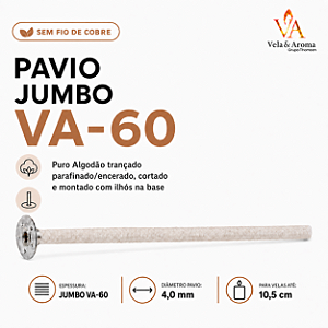 PAVIO PARAFINADO JUMBO VA-60 SEM FIO DE COBRE