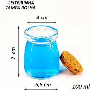 POTE LEITEIRINHA VIDRO TAMPA ROLHA - 100 ml