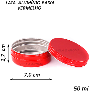 LATA DE ALUMINIO BAIXA 50 ml - VERMELHO