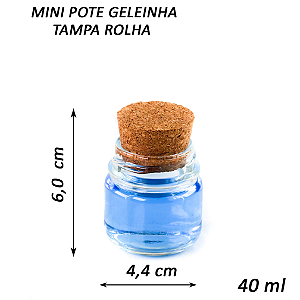 POTE MINI VIDRO GELEINHA 40 ml - TAMPA ROLHA