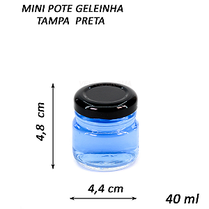 POTE MINI VIDRO GELEINHA 40 ml - TAMPA PRETA
