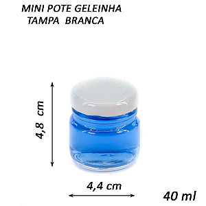 POTE MINI VIDRO GELEINHA 40 ml - TAMPA BRANCA