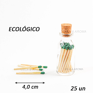 VIDRO FOSFORO VERDE CURTO 4,0 cm - 25 PALITOS - TP ROLHA