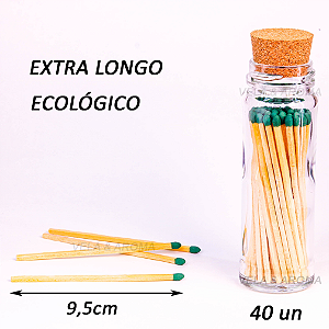 VIDRO FOSFORO VERDE EXTRA LONGO 9,5 cm - 40 PALITOS - TP ROLHA