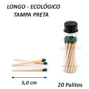 VIDRO FOSFORO LONGO 5,0 cm VERDE - 20 PALITOS - TP PRETA