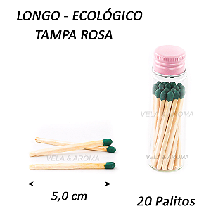 VIDRO FOSFORO LONGO 5,0 cm VERDE - 20 PALITOS - TP ROSA