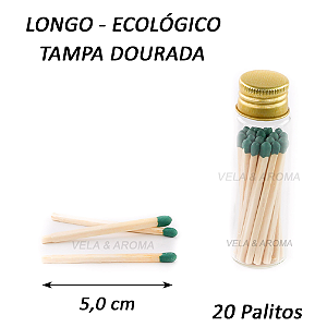 VIDRO FOSFORO LONGO 5,0 cm VERDE - 20 PALITOS - TP DOURADA