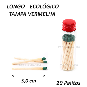 VIDRO FOSFORO LONGO 5,0 cm VERDE - 20 PALITOS - TP VERMELHA