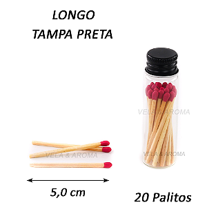 VIDRO FOSFORO LONGO 5,0 cm VERMELHO - 20 PALITOS - TP PRETA