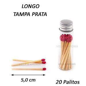 VIDRO FOSFORO LONGO 5,0 cm VERMELHO - 20 PALITOS - TP PRATA
