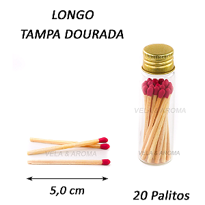 VIDRO FOSFORO LONGO 5,0 cm VERMELHO - 20 PALITOS - TP DOURADA