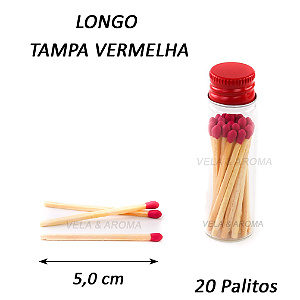 VIDRO FOSFORO LONGO 5,0 cm VERMELHO - 20 PALITOS - TP VERMELHA