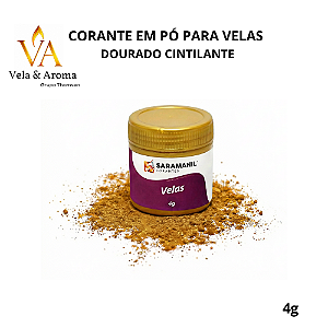 CORANTE EM PÓ CINTILANTE PARA VELAS - DOURADO 4g - SARAMANIL