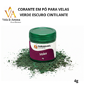 CORANTE EM PÓ CINTILANTE PARA VELAS -  VERDE ESCURO    4g - SARAMANIL