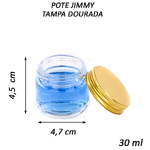 POTE JIMNY VIDRO 30 ml - CRISTAL TAMPA DOURADA