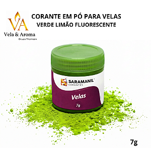 CORANTE EM PÓ PARA VELAS - VERDE LIMÃO FLUORESCENTE  7g - SARAMANIL