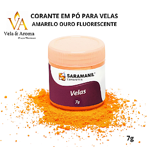 CORANTE EM PÓ PARA VELAS - AMARELO OURO FLUORESCENTE 7g - SARAMANIL