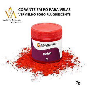 CORANTE EM PÓ PARA VELAS - VERMELHO FOGO FLUORESCENTE  7g - SARAMANIL