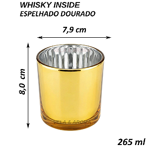 COPO WHISKY INSIDE ESPELHADO DOURADO - 265 ml