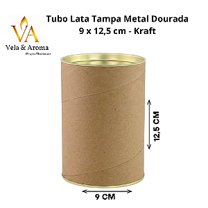 TUBO LATA TAMPA METAL DOURADA 9 x 12,5 cm - KRAFT