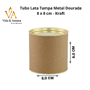 TUBO LATA TAMPA METAL DOURADA 8 x 8 cm - KRAFT
