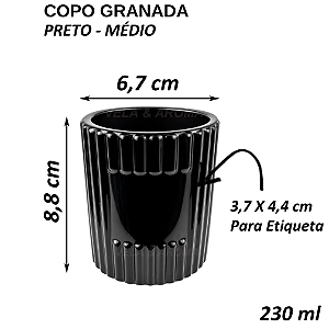 COPO VELA GRANADA MEDIO 230 ML - PRETO