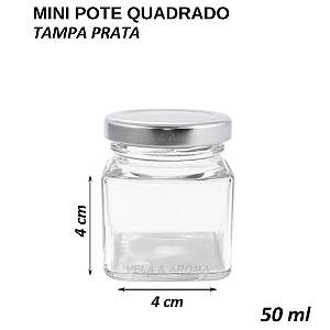 MINI POTE QUADRADO TAMPA PRATA - 50 ML