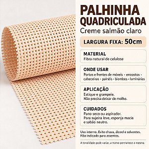 Palhinha Indiana Quadriculada Celulose - Creme 50cm