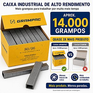 Grampo 80/06 Pneumático Tapeçaria 14000 Un Grampeador Profissional Tapeceiro Marcenaria