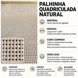 Palha Natural Quadriculada de algodão