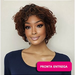 Wig Chade - cabelo humano - chocolate com raiz escura