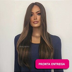 Lace Front Soraya - Castanho com mechas