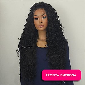 Lace Front Italia Novo - Repartição livre 13x4 - cor 2 castanho escuro