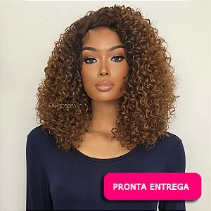 Lace Front Irene - cor Dr30 mel com raiz escura