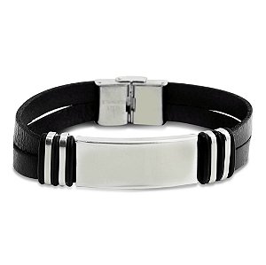 Pulseira de couro Black Piano