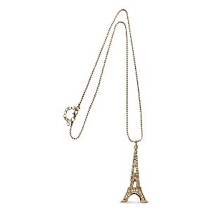 Colar dourado Torre Eiffel com Strass