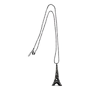 Colar Torre Eiffel preto com Strass